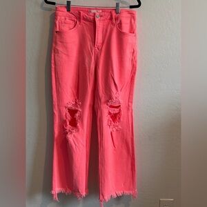 NWT Risen Women's Distressed neon Pink Jeans